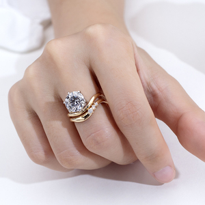 Anillo de diamantes cultivados en laboratorio de oro amarillo de 18 quilates Messi Jewelry MSR-2021 para mujer - Product Image 6