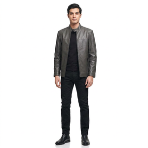 Customizable High Quality OEM Autumn Leather Jacket Men Vintage Style Smooth Waterproof <b>Canvas</b> Coated Breathable Hooded - Product Image 1