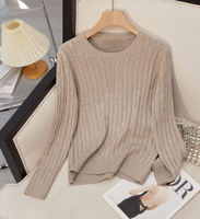Suéter de Punto con Cuello Redondo 100% Algodón para Mujer, Jersey con Trenzas, Otoño Invierno, Casual, Oficina, Ropa de Calle, Logotipo Personalizado, Venta al Por Mayor