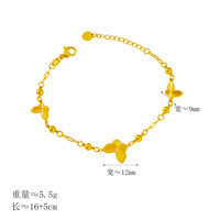 Pulsera de Mariposa Vintage de Lujo Elegante y a la Moda, con Cuentas Doradas y Cadena de Clip, Joyería al por Mayor para Mujer
