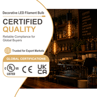 Ampoule LED à filament vintage PS52 en verre fumé, 7W E26 350LM 2200K blanc chaud, lumière décorative Edison pour hôtel et villa, directement de l'usine