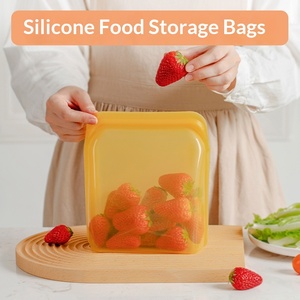 Food Grade Transparent Silicone Rectangle Self-Sealing Fresh-Keeping Bag <b>Microwave</b> Seal 1600ml/1200ml Capacity Freezer <b>Storage</b> - Product Image 2