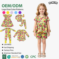 Groothandel op maat gemaakte logo zachte katoenen meisjes 2-delige set met fruitprint, wijde top en shorts voor zomerse casual activiteiten, OEM-service