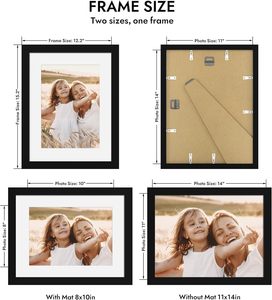 Custom Picture Photo <b>Frame</b> Display Home Decorative 11x14 MDF <b>Black</b> Wood Photo <b>Frame</b> for Wall Mounting or Tabletop - Product Image 2