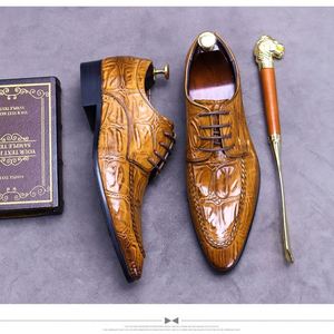 Nouvelles Chaussures Habillées Formelles pour Hommes à Bout Carré, Motif Patchwork, Respirantes, Antidérapantes, Légères, à Lacets, en Cuir de Vachette, Grande Taille - Product Image 6