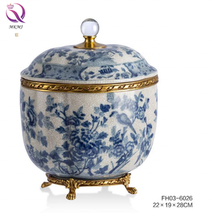 גואנגזו סין פורצלן כחול לבן בדרגה גבוהה מצוייר ביד אביזרי בית לקישוט הבית והגינה - Product Image 4