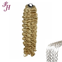 Cheveux humains bouclés birmans FH Miracle Knot pour crochet # Tresses en cheveux humains à pointes effilées, couleur blonde mélangée 27/30, pour crochet