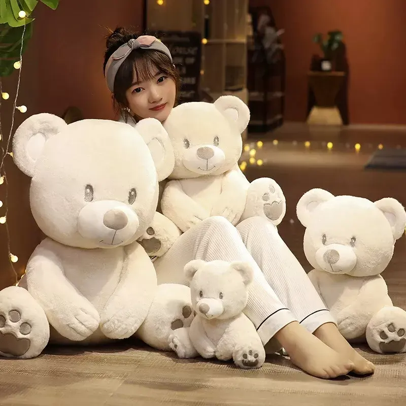 Cushion Pillow Kawaii Plush Animal Bear Plush Toy Children Baby Birthday Comfort Gift Cute Soft White Bear Plush Pillow