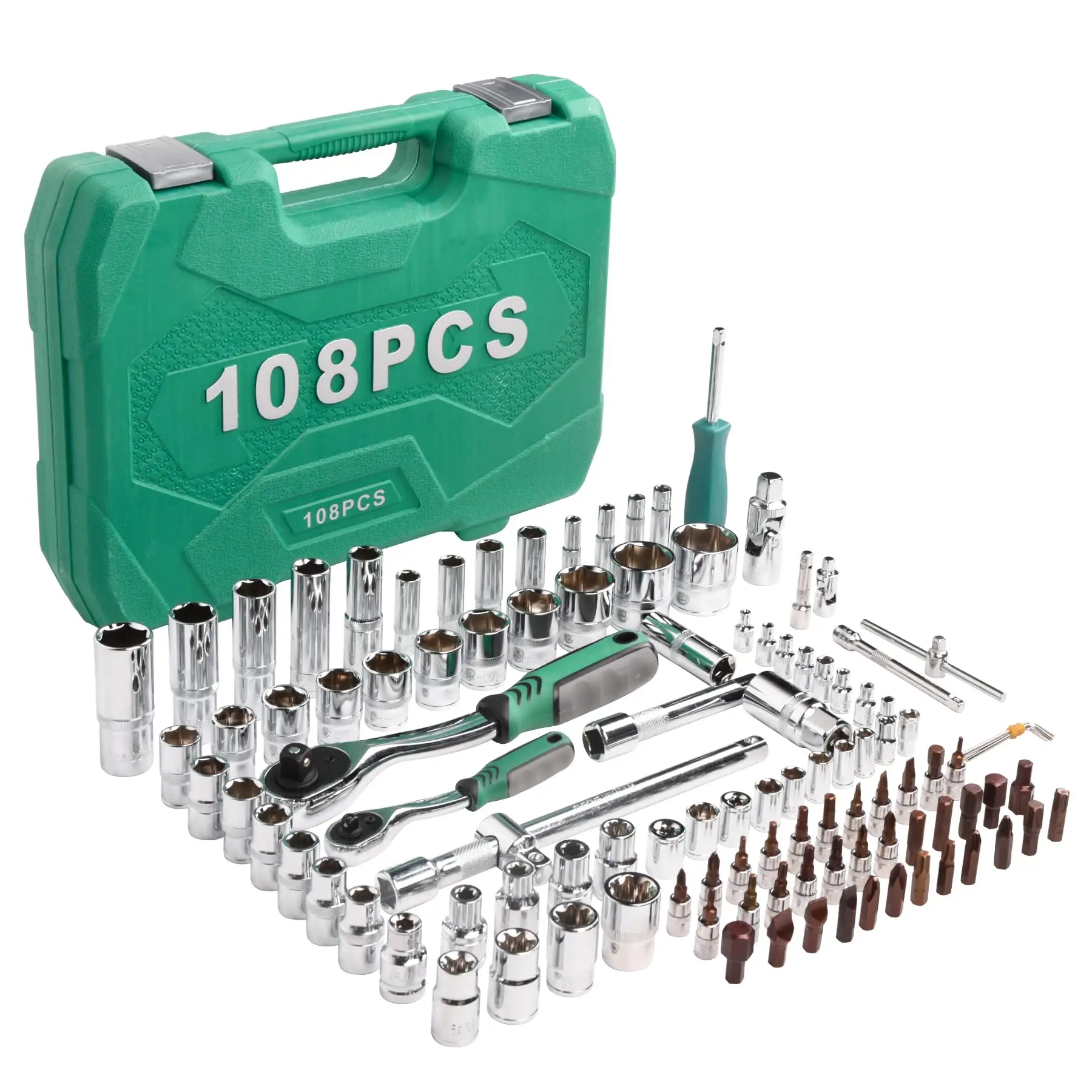 108 Stuks 1/2 "1/4" Socket En Drive Gereedschapsset Mechanica Gereedschap Set Sockets Ratelsleutelset Professionele Gereedschapsset