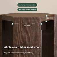 Ensemble de tabourets organisateurs pliables et empilables en bois massif, design moderne et minimaliste, conception épaissie pour usage domestique, table d'appoint