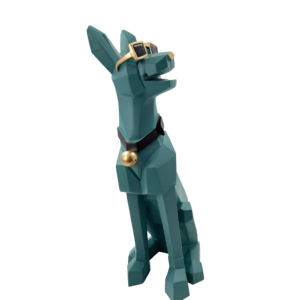 Sculpture d'animal géométrique grandeur nature en résine, statue <span class=keywords><strong>de</strong></span> <span class=keywords><strong>chien</strong></span> Doberman avec plateau <span class=keywords><strong>de</strong></span> rangement en plaque dorée - Product Image 6
