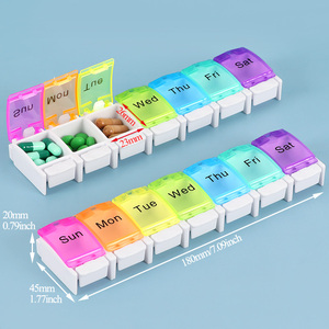 SUNSHING Rainbow Color 7 Day Weekly Pill <b>Container</b> Customizable <b>Tablet</b> Organizer Portable Travel Empty Vitamin Supplements Box - Product Image 1