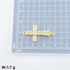 Kd 18K mạ vàng brass Zircon chữ thập Virgin Mary hai Nhẫn Phụ kiện kết nối cho phụ nữ thời trang đồ trang sức vòng cổ làm - Product Image 6