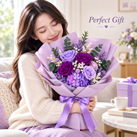 Bouquet de roses éternelles préservées, longue durée (3-5 ans), cadeau floral pour la Fête des Mères, le Nouvel An, la Saint-Valentin - Vente en gros