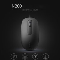 Rapoo N200 Mouse Optik USB Berkabel Nyaman Desain 3D LED Original 1600 DPI 3-Tombol Ergonomis untuk Penggunaan Kantor