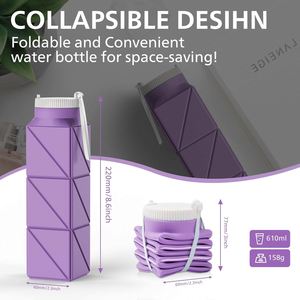 Bouteille d'eau pliable pour les sports de plein air, réutilisable, sans BPA, en silicone, pliable, pour les voyages, la salle de sport, le camping, la randonnée - Product Image 2