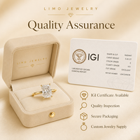 Bague de fiançailles en diamant de laboratoire taille radiant certifié IGI 1, 3 ou 5 carats, or jaune 14 carats, solitaire, bijoux fins personnalisés, vente en gros