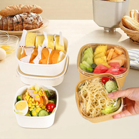 Bol carré en papier kraft de qualité alimentaire jetable, classé parmi les meilleurs, avec couvercle, pour biscuits, salades, collations - Idéal pour les déjeuners scolaires, les réunions et les pique-niques
