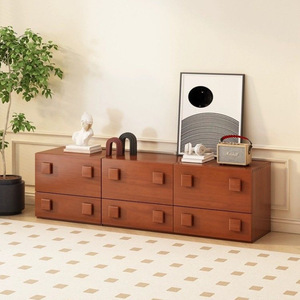 Armoire de rangement en bois massif de style vintage, 5 tiroirs, empilable, armoire de salon, table d'appoint de chambre à coucher - Product Image 1