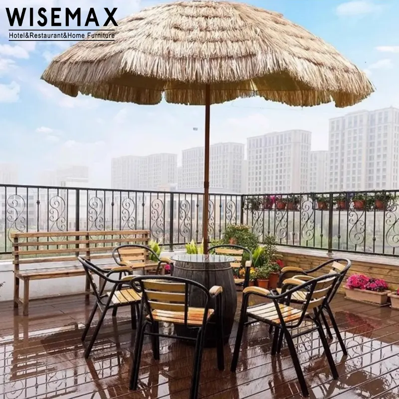 Wisemax Meubels Moderne Custom Outdoor Decor Simulatie Stro Paraplu Tuinmeubelen Restaurant Rieten Paraplu Parasol