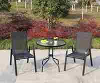 Table de salle à manger, de café ou de thé, de loisirs, ronde, en acier et verre trempé, pour extérieur, imperméable, pour restaurant, villa, hôtel, patio, jardin, balcon