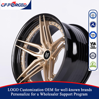 Jantes forgées en fibre de carbone personnalisées de haute qualité, 20-21 pouces, dorées, 5x115, à 5 branches, 2 pièces, pour Dodge Charger SRT Hellcat