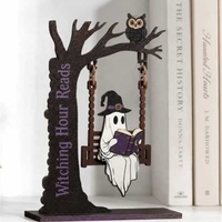 Ornement d'étagère en acrylique imprimé, motif fantôme d'Halloween, décoration saisonnière pour étagère, bureau et décoration intérieure