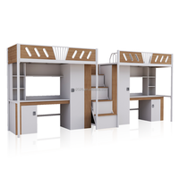Meubles de lit modernes pour appartement, lits superposés pour dortoir étudiant, casiers au sol, espace d'étude et étagères
