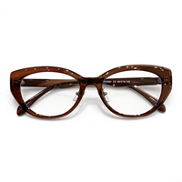 MX-52064 Lunettes de soleil œil de chat noires mates de luxe françaises, montures optiques rétro pour femmes, anti-lumière bleue, lunettes de créateur en gros