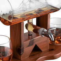 Ensemble de carafe à whisky, distributeur d'alcool pour bar à la maison, verre en cristal-1250ml Ship 2 verres à whisky Beau support Fête des pères