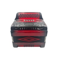 SEASOUND OEM JB3412D Accordéon Diatonique Professionnel Rouge et Noir avec Grille Noire et Boutons Noirs 34 Boutons 12 Basses 5 Enregistrements