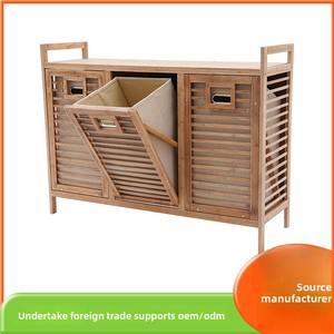 Panier <span class=keywords><strong>à</strong></span> <span class=keywords><strong>linge</strong></span> en bambou <span class=keywords><strong>à</strong></span> trois tiroirs, chariot de rangement pour vêtements sales, armoire pour salle de bain, meilleure vente d'Amazon - Product Image 2