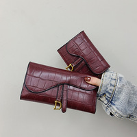 Dompet Clutch Kulit PU Kapasitas Besar untuk Wanita, Dompet Panjang Model 2026 dengan 20 Slot Kartu, Motif Batu, Ritsleting, Dapat Dilipat