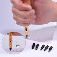 Ensemble d'outils en cuir pour travaux manuels, poinçon, vis, perceuse à livre amovible, automatique, avec 6 tailles de pointes de 1,5 à 4 mm