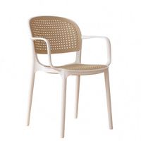 Chaise moderne et mignonne en plastique PP, chaise ronde en plastique avec coussin en cuir, ensemble de chaises