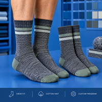 Chaussettes pour hommes en coton et élasthanne, confortables, à bout plat, en coton, coupe ras du cou, couleur anthracite et sauge, tricot côtelé, talon et bout renforcés, tailles graduées