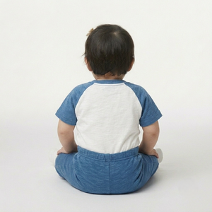 Combinaison pour bébé imprimée Brooklyn Bridge, bleu et blanc, manches courtes, en coton, décontractée, unisexe, douce et confortable - Product Image 2