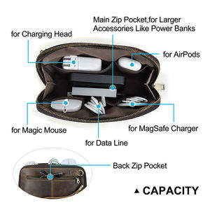 AndoBag Pochette de Voyage Homme en Cuir Véritable Portefeuille Long Porte-Téléphone Organisateur de Câbles Décontracté Sacs de Rangement 1429 - Product Image 4