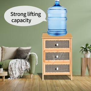 Multifunctional Storage <b>Cabinet</b> Breathable Rattan & Wood <b>Bookshelf</b> Nightstand with Easy-Clean Design for Bedroom Office - Product Image 5