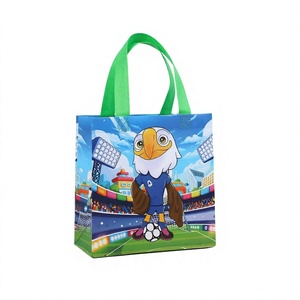 Football PP Woven <b>Tote</b> Bag Waterproof Cartoon Print Shoulder Handles with Souvenir Clothing Storage and <b>Travel</b> Daily Use - Product Image 4