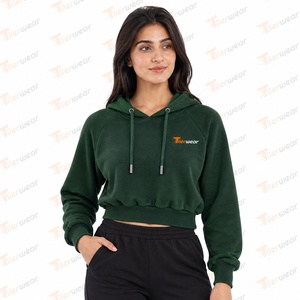 Sudadera Corta con Capucha para Mujer, Marca Tlierwear, Verde, Algodón, Informal, con Logotipo Estampado en la Parte Delantera, para Otoño - Product Image 2