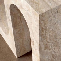 Table console en marbre travertin à découpe en U, moderne, durable, écologique, en pierre naturelle, pour entrée, hôtel, villa, appartement, salon
