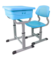 Ensemble de bureau et chaise d'école réglables avec surfaces en plastique, base en forme de T, table d'étude avec boîte de rangement, mobilier ergonomique pour étudiants