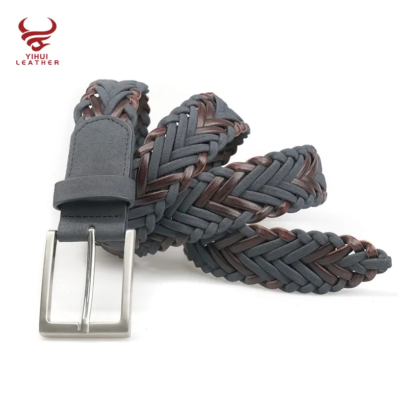 Wholesale Genuine leather Men Belt Custom Classic woven Belt jeans PU Leather braided belt