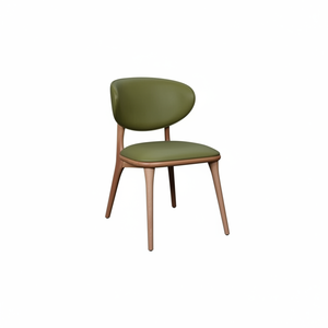 Silla de comedor de cuero verde de calidad superior con patas de madera maciza Respaldo curvo duradero para el hogar Oficina Sala de estar - Product Image 2