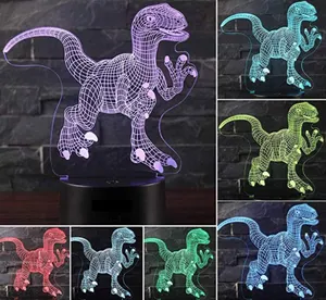 3d иллюзия лампа в виде динозавра Suppliers-Amazon спальня креативный 3 в 1 акриловая Оптическая иллюзия 3d волшебная лампа динозавр