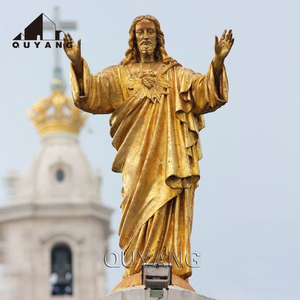 QUYANG personalizado grande católico religioso Metal oro bronce cristiano rey corona escultura estatuas de latón - Product Image 4