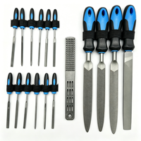 PMS Ensemble de 19 pièces de limes et raclures en acier, outil de ponçage en fer de 16 pièces avec sac de suspension, lime triangulaire, Catégorie de produit : Limes et raclures