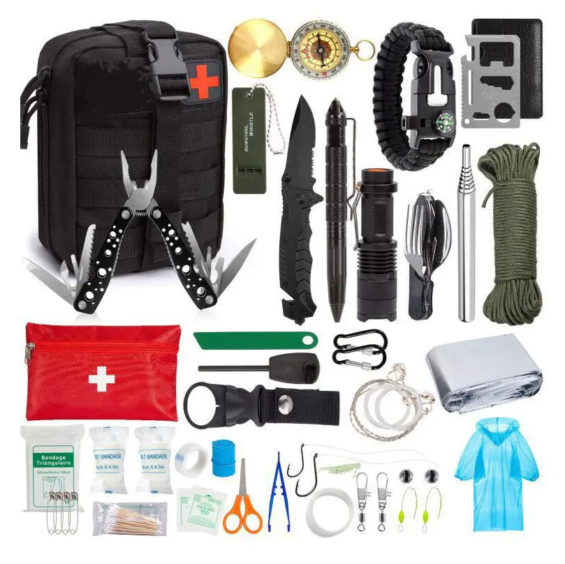 Hot Seller Camping Accessories Survival Gear and Equipment 18 in 1 Emergency Survival Kit For Fishing Hunting