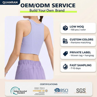 Soutien-gorge de sport de qualité supérieure à maintien élevé pour femme, débardeur de yoga côtelé OEM, coupe courte, extensible dans quatre directions